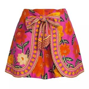 Farm Rio sz L (US s12) Flower Tapestry Short / Skort with stunning beaded detail